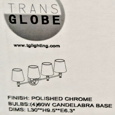 TRANS GLOBE 4-LIGHT WALL SCONCE VANITY FIXTURE POLISHED CHROME 60W CANDELABRA