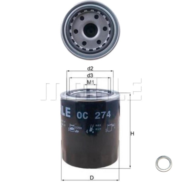 Mahle ÖLfilter Mit Dichtring FüR Mazda E-Serie Kasten E2200 D MPV I 2.5 TD-image