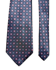 Oakton Ltd Mens All Silk 56" Classic Tie Black Red Geometric Vintage USA Made