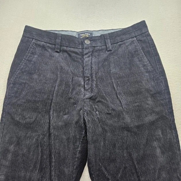 Nautica Men's Size 32x32 Navy Blue Corduroy Pants Straight Fit - Image 2 of 4
