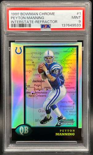 Peyton Manning [Interstate Refractors] #1 1998 Bowman Chrome card