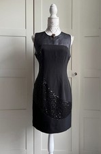 WHISTLES Black Silk & Sequin Dress UK 10 Evening Occasion Christmas Party  Diva