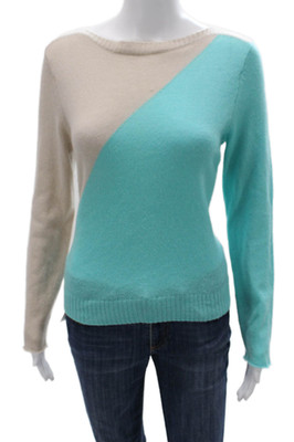 Dylan Gray Women Pullover Cashmere Geometric Long Sleeve Sweater Size M