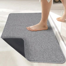 Bath Mat Ultra Thin Bathroom 15x23 Inch Gray for Shower Floor