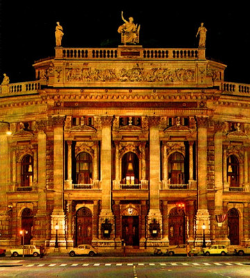 Vintage Postcard Burgtheater City Theater Night View Vienna Wein Austria