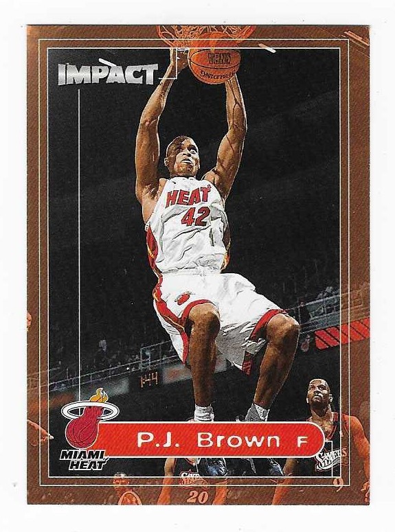 1999-00 Fleer Skybox Impact P. J. Brown Miami Heat Basketball Card #87