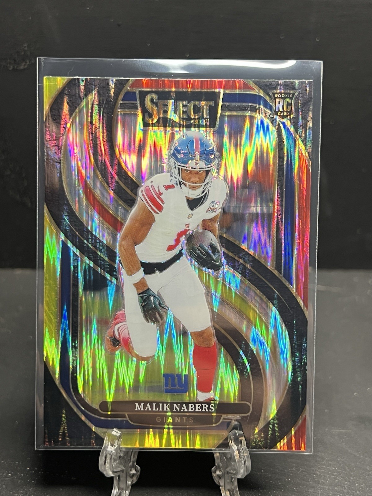 2024 Panini Select - Premier Level Malik Nabers #116 Red & Yellow Shock Prizm...
