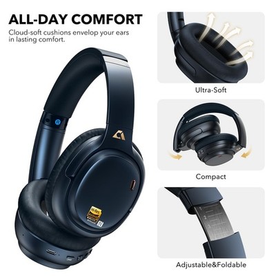 1Mii AI E700 Hybrid Active Noise Cancelling Headphones, Bluetooth