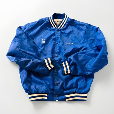 #ad Wickes Lumber Varsity Jacket Vintage Swingster Blue Men’s Size Large Made In USA $17.97