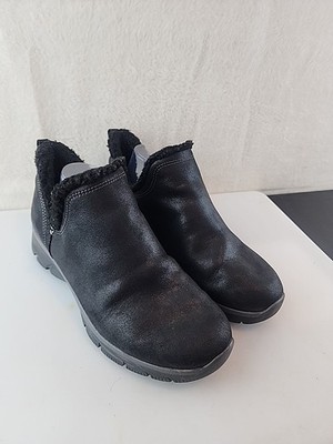 Skechers Easy Going Buried Ankle Boot 10 M Black Microfiber Relaxed Fit Pull-on