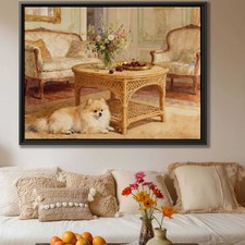 Pomeranian Watercolor Painting Canvas Print Dog Living Room Decor Wall Art