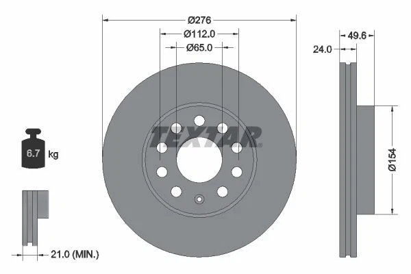 Juego de servicio de discos de freno delanteros y traseros TEXTAR para Seat Leon Skoda Octavia Foto 3 de 4