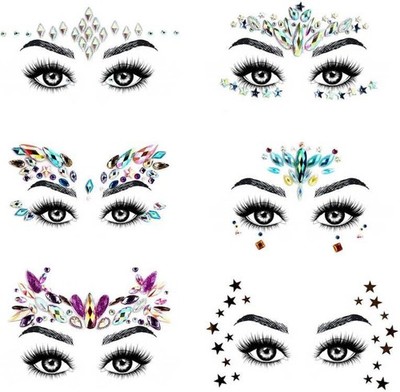 URAQT Face Edelsteine Glitzer, 6 Stück Strass Mehrfarbig 