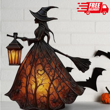 Halloween Witch Lamp Resin Handicrafts Decor Table Centerpiece Sign For Home