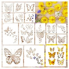 16 Pieces Butterfly Stencils for Painting, Reusable Plastic 16pcs butterfly