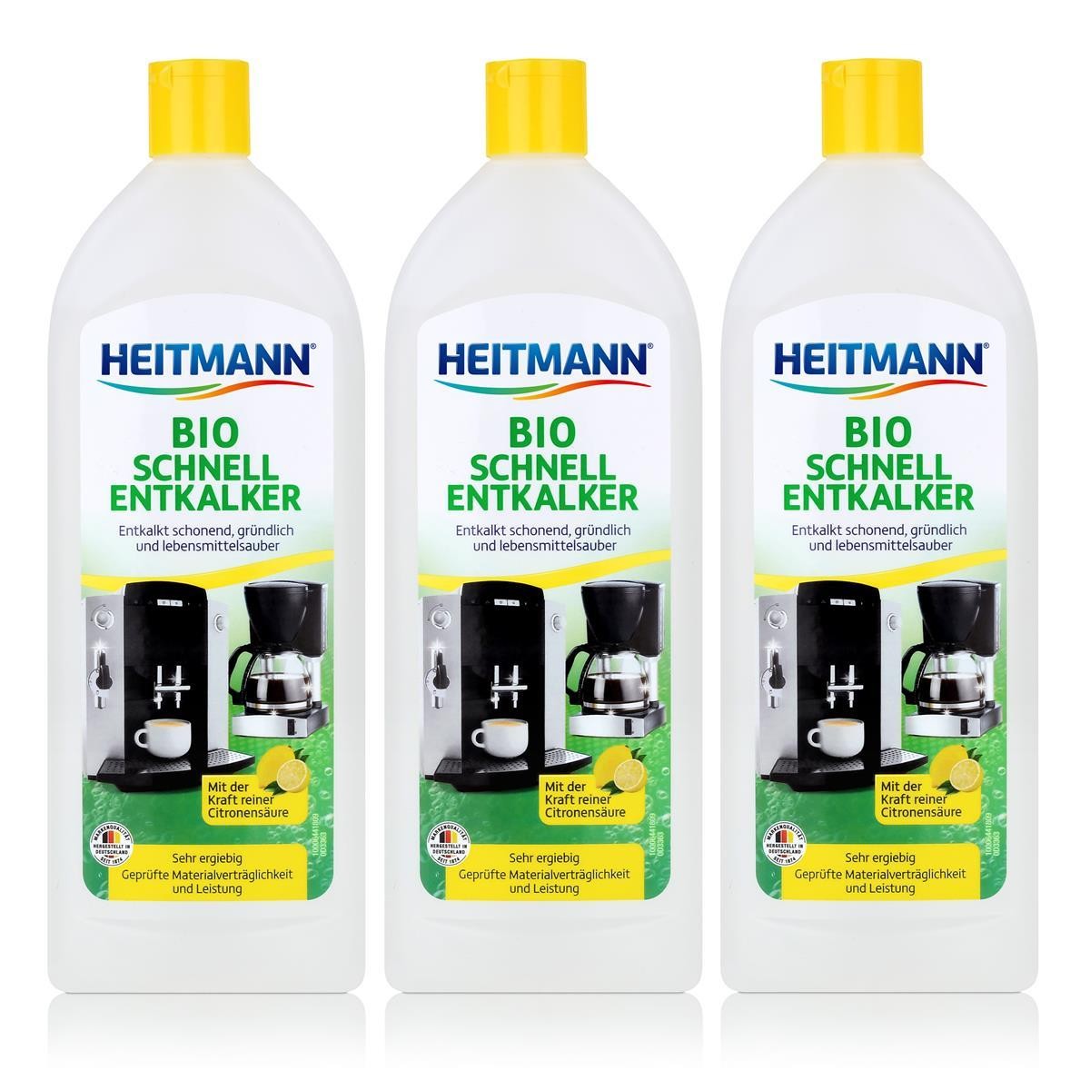 Heitmann Bio Schnell Entkalker 250ml - Reinigung von Kaffeemaschinen (3er Pack)