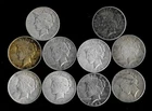 TEN (10) Peace Dollars (1922-27) 90% Silver Lower Grade Cull LOT C62
