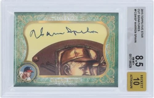 Warren Spahn Braves Signed 2015 Topps Five Star #FCS-WSP #1/1 BGS 8.5/10 Card - Image 3 of 4