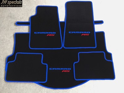 Autoteppich Kofferraummatte für Chevrolet Camaro RS Cabrio 5tlg blau rot 2010-15