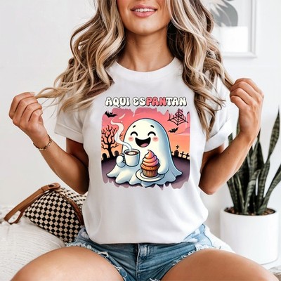 Aqui Espantan Damen T-Shirt süß Geist Halloween Geschenk für Sie