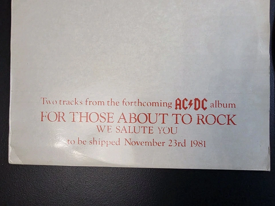 AC/DC 🇬🇧 For Those About to rock 12" Vinyl Promo UK SAM143 Atlantic COD - Image 4 of 4