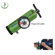 Drive Medical Oxygen Tank Regulator Model 18301G 0-8 LPM. Barb Outlet  Adult
