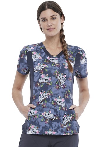 Let's Hang Cherokee Scrubs iFlex V-Ausschnitt Strickeinsatz Oberteil CK641 LEHN