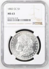 1882-CC $1 Morgan Silver Dollar NGC MS63