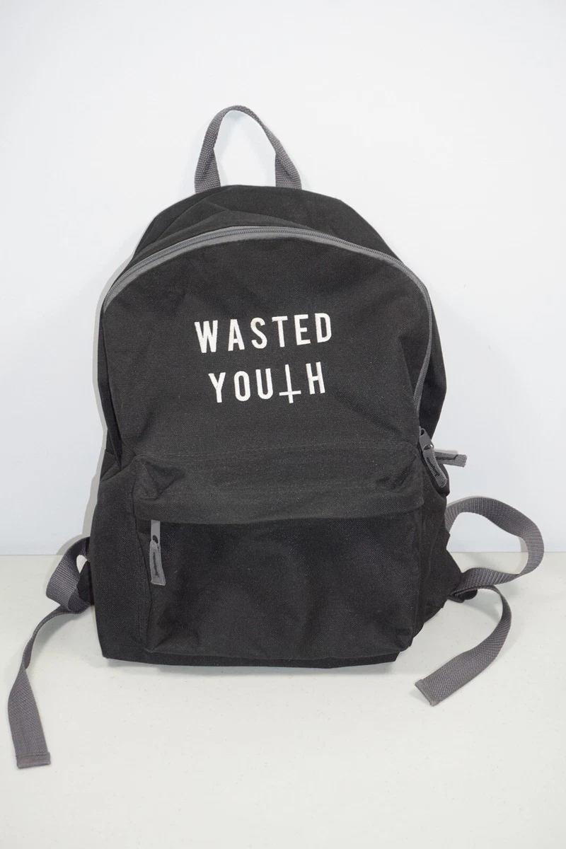 Wasted Youth Embroidered Inverted Cross Logo Black Backpack