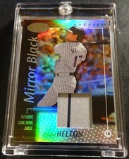 2002 TODD HELTON LEAF CERTIFIED MIRROR BLACK PINSTRIPE JERSEY CHUNK #37 #1/1  