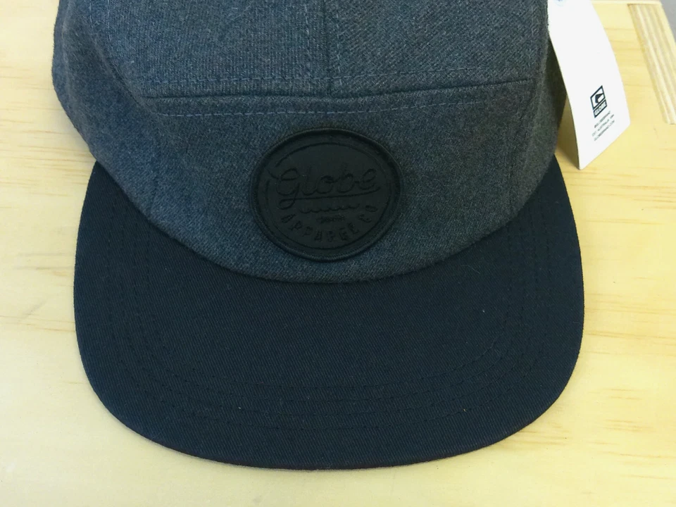 Globe Shoes Hat Cap Strap Back Black Gray Skater Skateboard Skating Panel Mens - Image 2 of 4