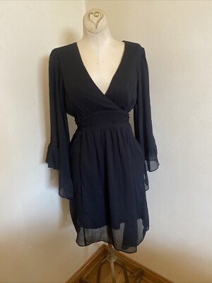 Women's Size 11 Bo Ho Hippie Dress Black Sheer Gauze Like Dress Bell  Sleeves | eBay