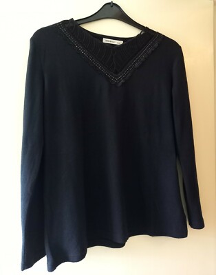 Ladies black sequin and lace trim jumper by Miss Max, size 2xl, 16