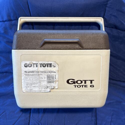GOTT TOTE 6 Retro Vintage Personal COOLER Brown and Tan Ice Chest Model 1806 USA
