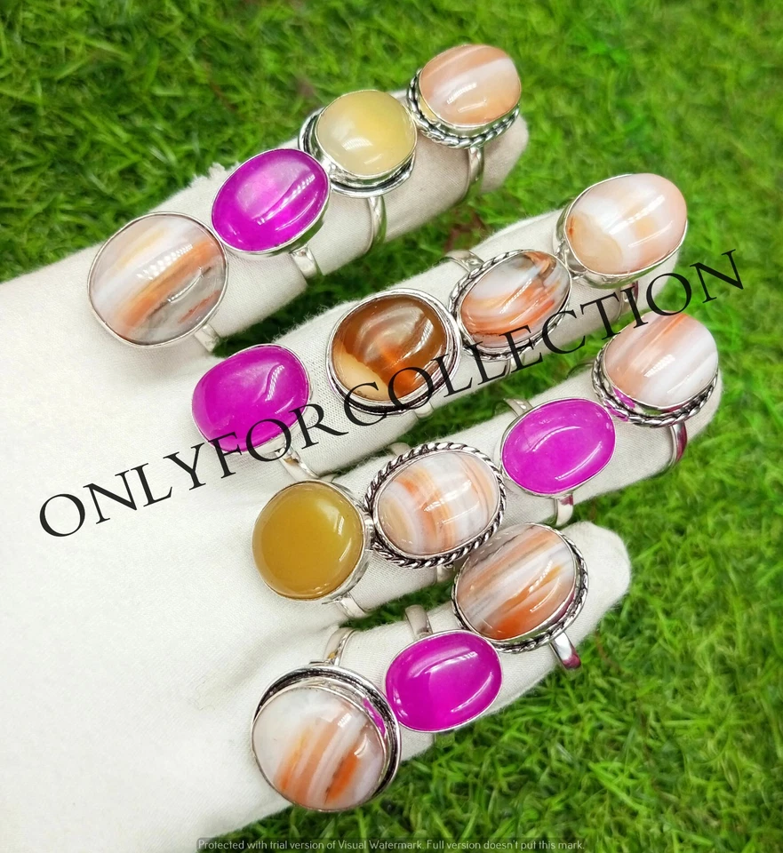 Botswana Agate Gemstone 925 Sterling Silver Plated Wholesale lot Women's Rings - Image 2 of 4