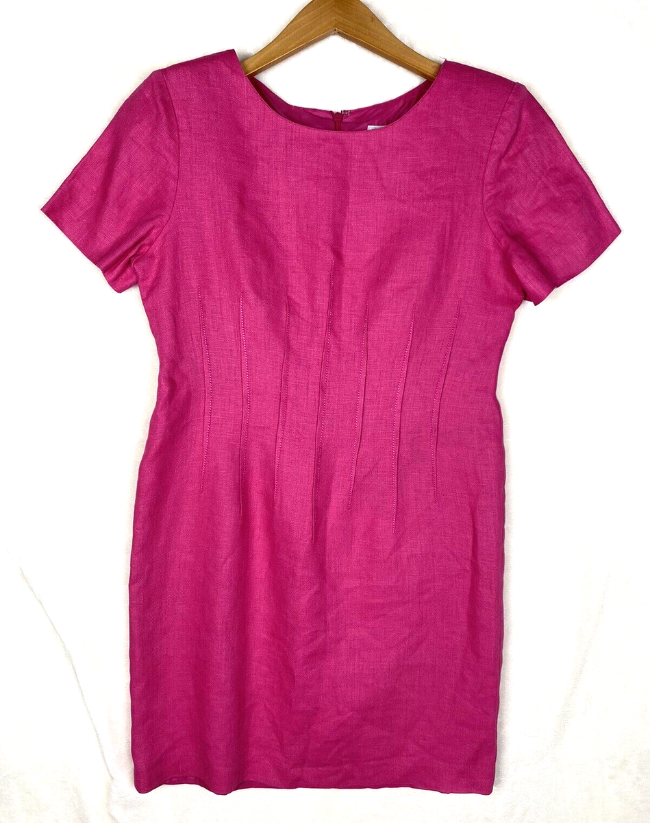 Vintage 70's Plaza South Dress Womens 6P Sheath Fuchsia 100% Linen Pintuck  Lined | eBay