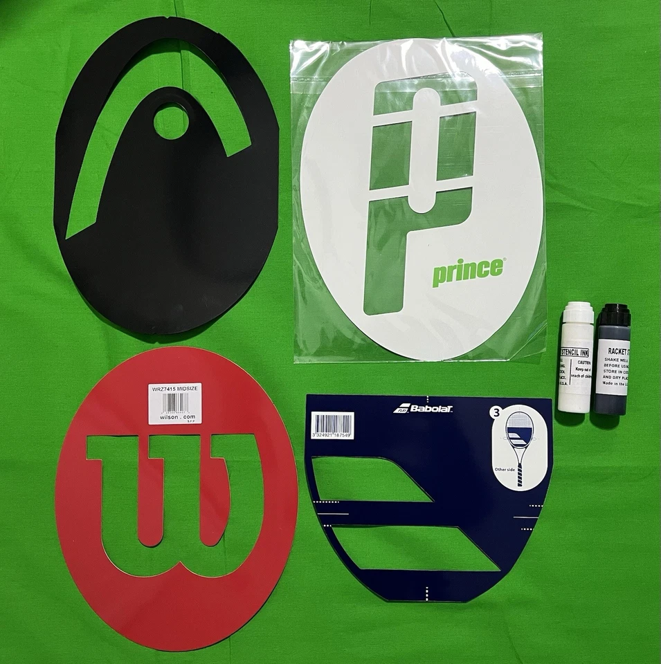 TENNIS- CHOOSE 1 STENCIL- Prince , Wilson, Head, or Babolat -INK AND FREE ZORB