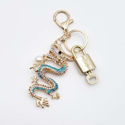 Louis Vuitton Authentic Gold Padlock  Key +Unbranded Dragon Keychain Bag Charm
