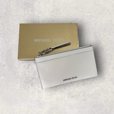 Michael Kors MK borsa portafoglio jet set impero bianco argento pelle NUOVO