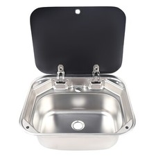 RV Caravan Camper Boat Stainless Steel Hand Wash Basin Kitchen Sink W/Lid