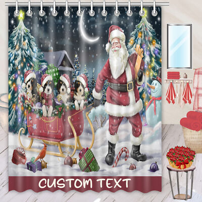 Bernedoodle Shower Curtain Personalized Hooks Many Dog Designs Christmas NWT