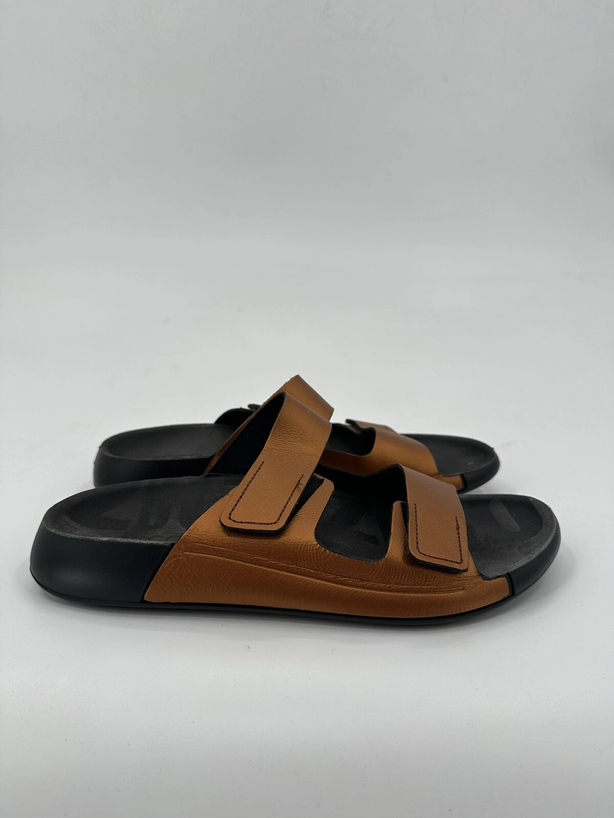 Sandali donna ECCO 2° Cozmo taglia 10 10 5 due cinturini pelle fluida bronzo