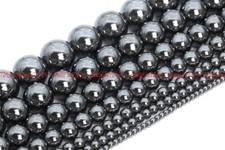 Fashion Jewelry 6/8/10mm Black Hematite Round Gemstone Loose Beads 15" Strand