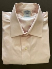 Brooks Brothers Dress Shirt Men's 17.5 - 34 Regular Fit Pink Supima Cotton Spand