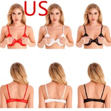 Womens 1/4 Cups Bra Hollow Out Self Bra Lingerie Brassiere Underwire Bralette
