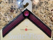 Lindsay Phillips SwitchFlops Strap Pink Black Houndstooth Flip Flop Shoe NEW Med