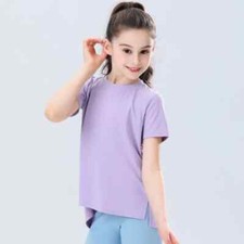 Girls Athletic Shirts Children's Sports T-shirts Kids Yoga Shirt Running Tee