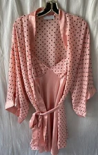 Vintage Val Mode Pink Chemise Nightgown 2 Piece Robe Set Size L
