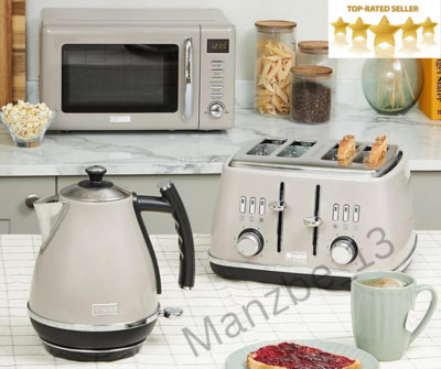 STILVOLLER 20L 800 W Mikrowelle passender 3KW Wasserkocher & 4 Steckplätze Toaster Küche Set UK