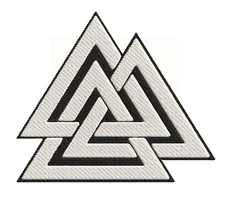 VALKNUT TRIANGLE PATCH iron-on embroidered NORSE VIKING ODIN PAGAN SYMBOL BLACK